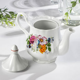 Чайник заварочный Добрушский завод Букет цветов, 800 мл, фарфор, белый