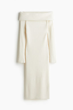 Vestido off-the-shoulder en punto de canale - H&m фото 5