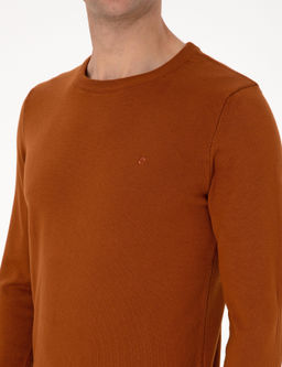 Kahverengi Slim Fit Bisiklet Yaka Basic Triko Kazak - Pierre cardin фото 7