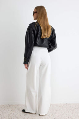 Beyaz Wide Leg/Geni_ Pa_a Dokuma Pantolon TWOAW22PL0139 - Trendyolmilla фото 4