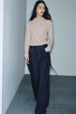 ZW COLLECTION WIDE-LEG HIGH-WAIST BELTED JEANS - Zara фото 19