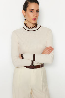 Tas Renk Bloklu Triko Kazak TWOAW22KZ1250 - Trendyolmilla фото 2