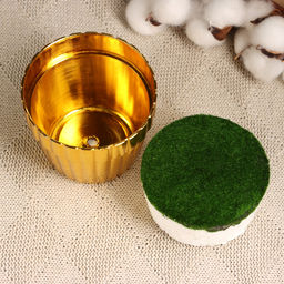 Цена за 5 шт. УЦЕНКА Флористическое кашпо «Трапеция», с вкладышем из пенопласта, 9×9×7 см, золотистое