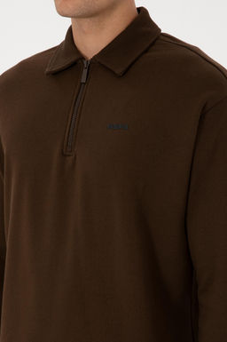 Худи U.S. Polo Assn Erkek Regular Fit с застежкой коричневый из хлопка
