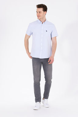 Мужская светло -голубая рубашка с коротким рукавом в корзине - U.s. polo assn фото 4