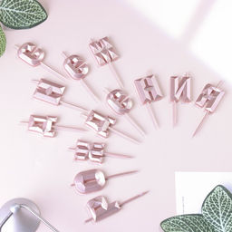 Набор свечей для торта С Днём Рождения, розовое золото