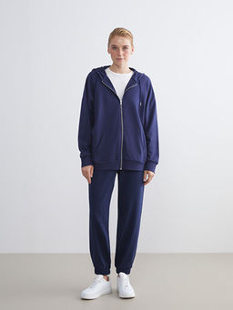 Kap??onlu Oversize Kad?n Fermuarl? Sweatshirt