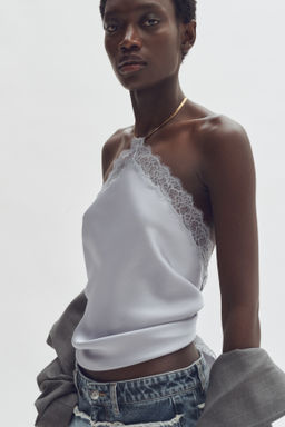 Top halter con ribete de encaje - H&m фото 4