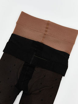 ?ift Katl? Puantiyeli Kad?n K?lotlu ?orap