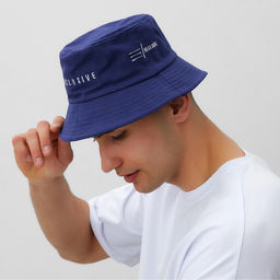 Панама с надписью MINAKU, синяя, размер 56-58