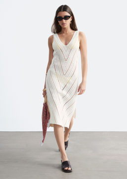 Vestido midi de ganchillo con escote en pico - H&m фото 2