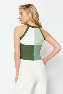 Trendyolmilla Haki Crop Renk Bloklu Bluz TWOSS22BZ0402  фото 6