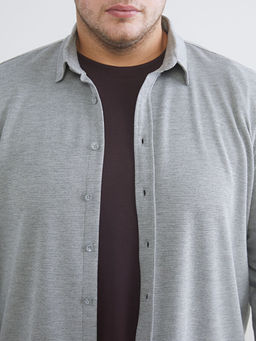 B?y?k Beden Slim Fit Uzun Kollu Erkek G?mlek