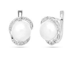 Серьги из серебра жемчуг, см025
