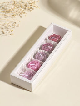 Набор свечей декоративных Пионы, 5 шт. 3.5?3.5?2.5 см, розово-фиолетовые, 6.5?22.5?3.5 см