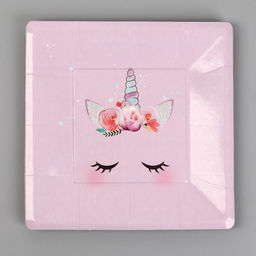 Цена за 10 шт. Тарелка бумажная Единорожка, квадратная - Страна карнавалия фото 3