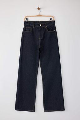 Koyu Mavi Yuksek Bel Wide Leg Jeans TWOAW26JE00007 - Trendyolmilla фото 5