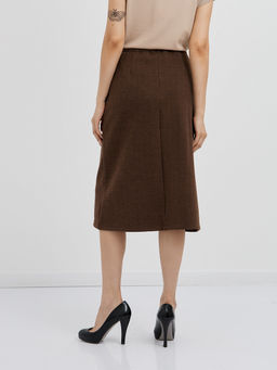 коричневая юбка длины миди с карманами - Glenfield фото 9