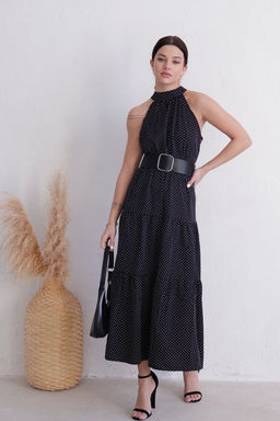 Платье-американка чёрное в горошек - Martichelli фото 4