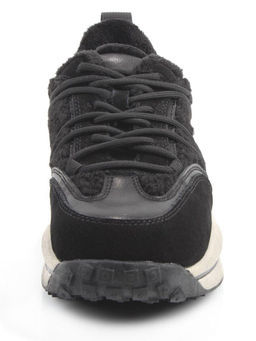 04-XKL23-138R BLACK Кроссовки утепленные женские (натуральная кожа, натуральная замша, байка)