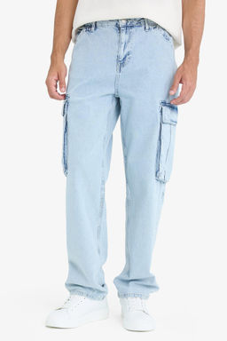 %100 Pamuk Relax Fit Rahat Kesim Geni_ Pa_a Kargo Cepli Jean Pantolon - Defacto фото 7