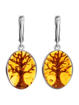 Яркие серьги из натурального янтаря коньячного цвета Бельтайн