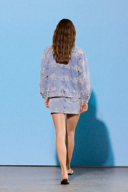 Limited Edition Mavi Desenli Oversize Denim Ceket TWOSS26CE00045
