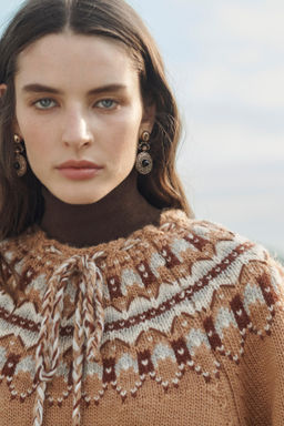 LIMITED EDITION 100% WOOL JACQUARD KNIT PONCHO - Zara фото 4