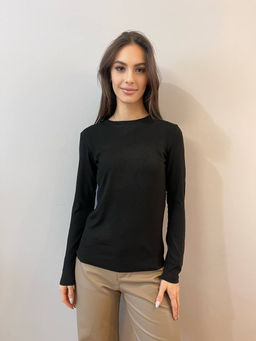 K10970 Лонгслив (в рубчик) ЧЕРНЫЙ