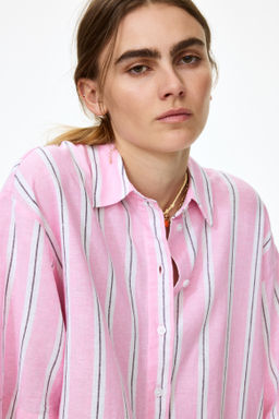 Camisa oversize en mezcla de lino - H&m фото 11