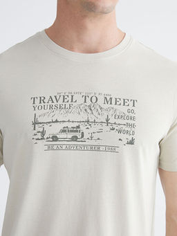 Bisiklet Yaka Bask?l? Penye Erkek Ti??rt