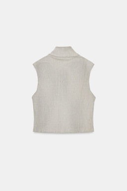 TOP CHALECO EFECTO LAVADO BOLSILLO / Khaki claro - Zara фото 6