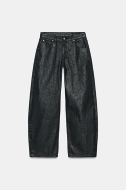 ZW COLLECTION CRACKLED LOW-RISE BARREL JEANS - Zara фото 6