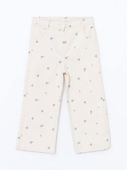 Beli Lastikli ?i?ekli K?z ?ocuk Pantolon
