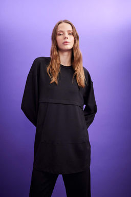 Толстовка-туника с капюшоном Relax Fit - Defacto фото 3