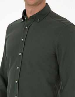 Koyu Haki Slim Fit Uzun Kollu G_mlek - Pierre cardin фото 7