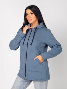 Толстовка женская футер начес 3-х нитка "РОКСАНА" ИНДИГО с ДЕФЕКТОМ
