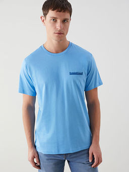 Bisiklet Yaka K?sa Kollu Bask?l? Penye Erkek Ti??rt