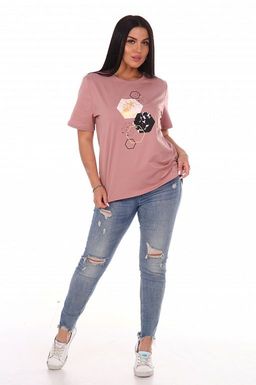 РАСПРОДАЖА Футболка промо 718/пудровый шестигранник