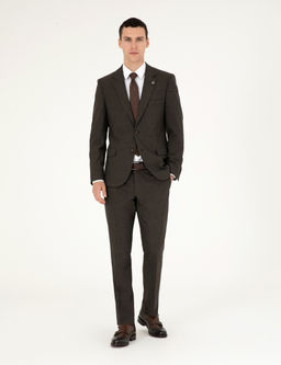 Kahverengi Slim Fit Tak_m Elbise