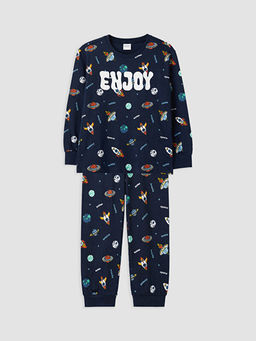 Bask?l? Erkek ?ocuk Pijama Tak?m