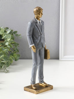 Сувенир полистоун "Мужчина-адвокат в сером костюме с портфелем" 24,5 см