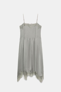 VESTIDO MIDI ENCAJE ZW COLLECTION / Gris medio - Zara фото 7