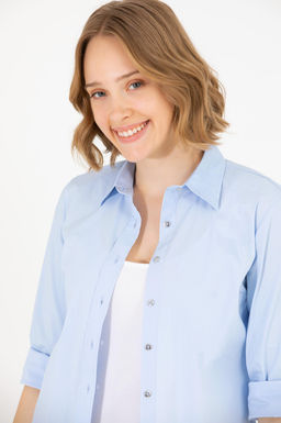 Женская голубая рубашка с длинным рукавом Basic - U.s. polo assn фото 10