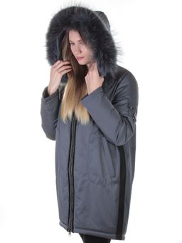 E-1961 DK. GREY Пальто женское с натуральным мехом Evcanbady - Fashion фото 2