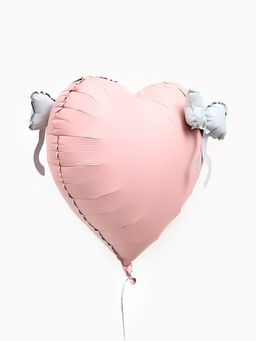 Цена за 2 шт. Воздушный шар фольгированный 36" «Розовое сердце с бантом»