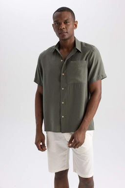 Рубашка из поплина с коротким рукавом Relax Fit - Defacto фото 3