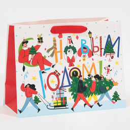 Пакет подарочный новогодний ламинированный «В ожидании волшебства», MS 18 х 23 х 10 см