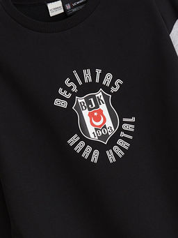 Bisiklet Yaka Be?ikta? Bask?l? Erkek ?ocuk Sweatshirt