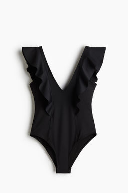 Traje de ba?o con relleno y ribete de volantes